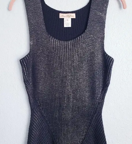 Mara Hoffman Mara Huffman Black Metallic Knit Ribbed Bodycon Dress with Zipper Details