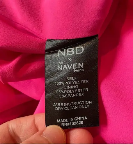 NBD  x The Naven Twins Zip Me Up Hot Pink One Shoulder Mini Dress Small