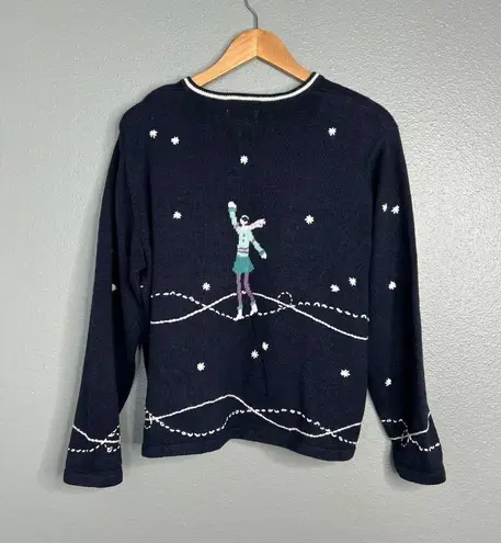 Christopher & Banks  Hand Embroidered Ice Skater Pullover Sweater XL