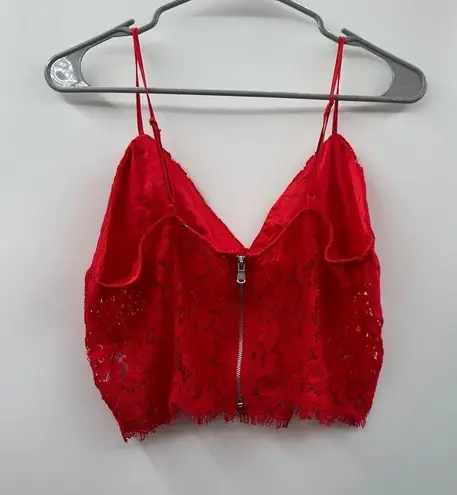 Bardot  Sienna Ruby Red Floral Lace Bralette Sleeveless Crop Top Size L