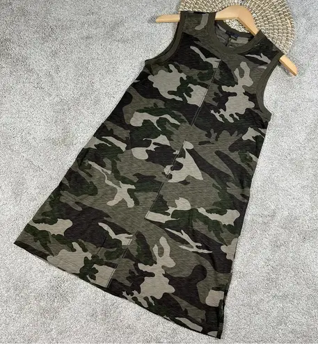 ATM Anthony Thomas Melillo Slub Jersey Tank Dress Camo Pima Cotton Size XSP Green