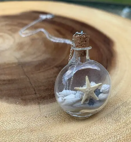 Sweet Lemons Real Miniature Seashells In Glass Bottle Necklace