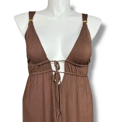 Tropical Escape Tropical Escapes Womens Maxi Dress Swimsuit Coverup Grecian Style Brown Large