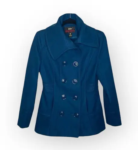 Miss Sixty ☻︎ Wool Double Breasted Pea Coat w/ Stitch Detail ☻︎ Aegean Blue ☻︎ S
