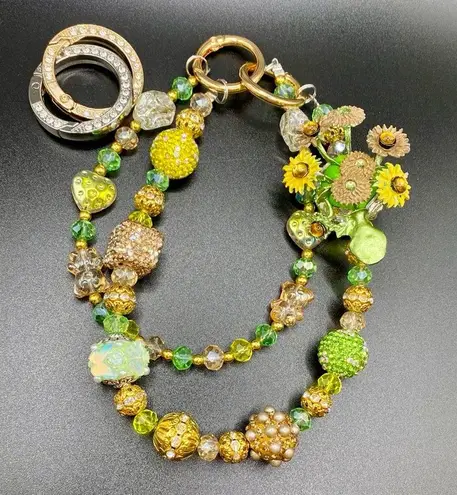 Handmade 🌻Luxury Bag/Phone Chain Charm/Keychain Van Goth Sunflowers Bling Crystal Beads