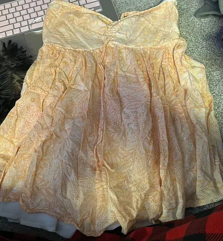 Boho Pink Strapless Orange Dress