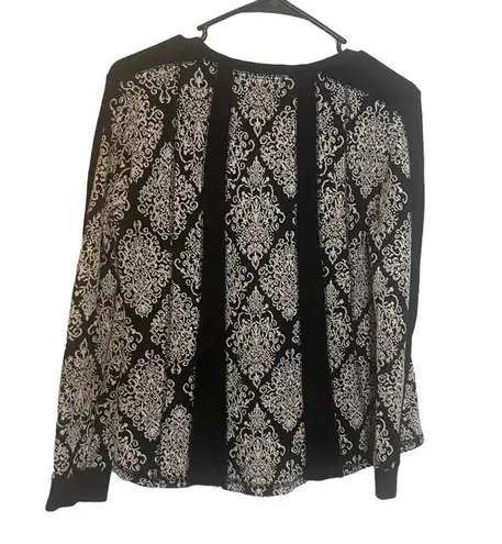 Ruff Hewn Women Medium Petite Black White Jacquard Long Sleeve Sweater