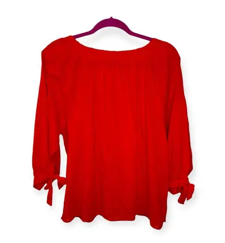 Cleobella š’€ Rylan Tie Neck Sleeve Poet Blouse š’€Cherry š’€Medium š’€ Organic Cotton