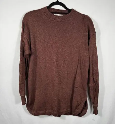 Regency Collection Metallic Knit Tunic Top Long Sleeve Brown Sweater Size M