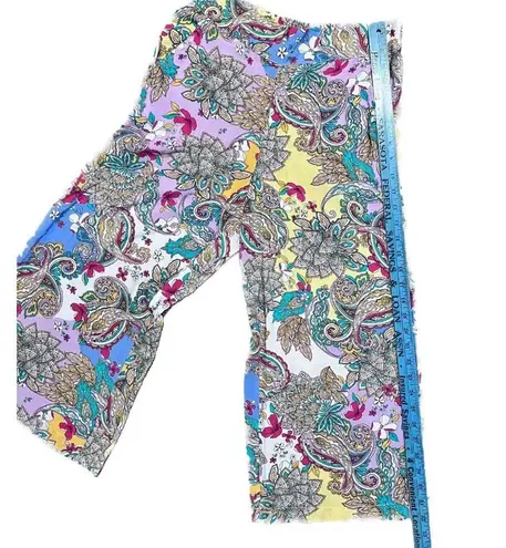 Anne Klein  Jeans Multi Color Wide Leg Paisley Palazzo Cropped Boho Pants Size S