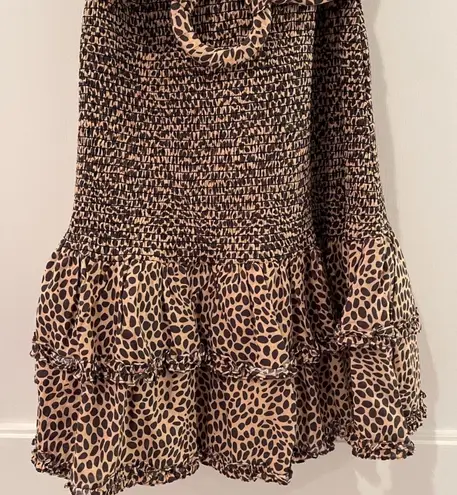 Maia Bergman SZ M Leopard Print Ada Smocked Short Sleeve Mini Dress Worn with Or Without Belt