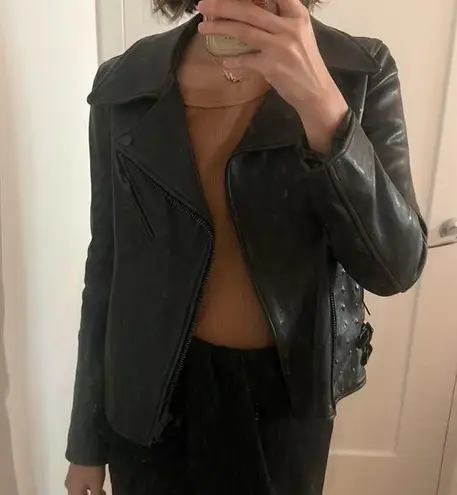 Black Genuine leather moto jacket