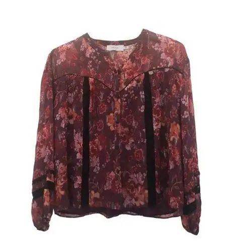 Greylin NWOT Floral Button Down Blouse Size Small Fall Colors Long Sleeve