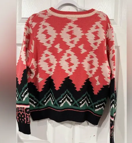 Anthropologie Aldomartins Nieves Geometric Sweater Pink
