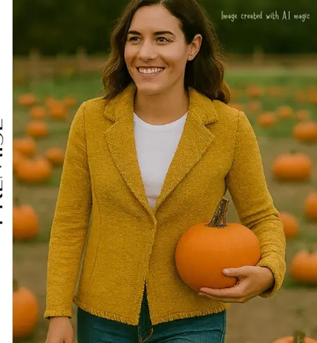 Premise STUDIO Yellow Fringe Trim Blazer - Jacket, Size 10