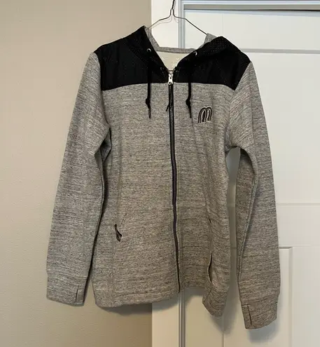 Antigua Gray and Black Fitted Zippered Hoodie - Billings Mustangs