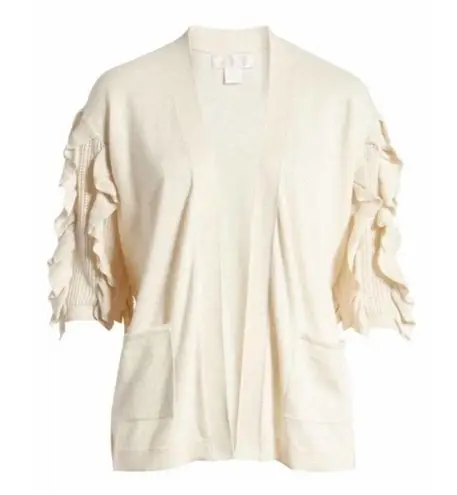 Rachel Parcell Ruffle Sleeve Cardigan Oatmeal S