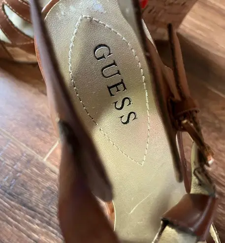 Guess  cork & tan wedge sandals