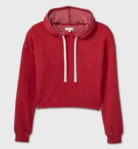 Target Colsie Distressed crop hoodie Red Size XL 15 57 Off Retail From Lola