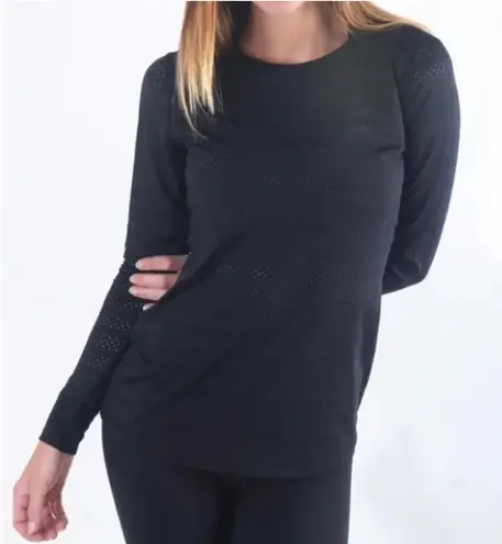 Zyia Women’s Black Chill Top Long Sleeve Shirt Mesh Size Large
