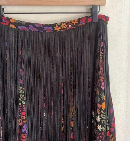 Farm Rio Wild Mix Mixed-Print Fringe Midi Skirt