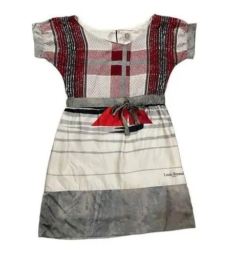 Launch by Susan Young abstract sailboat novelty 100% silk dress size XS Red