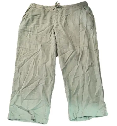 Evans Sage Viscose Linen Blend Trouser Pants Size 24 Green