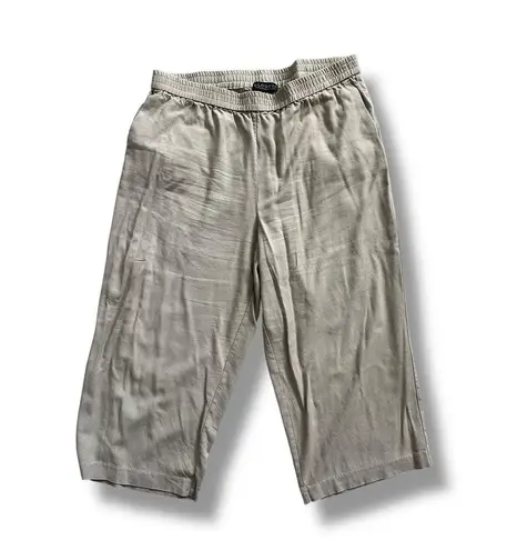 Eloquii Women's Plus Pull-on Elastic Waist Linen Blend Khaki Wide Leg Pants 16