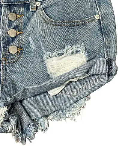 Blank Paige Denim Shorts Size Small Blue Distressed Button Fly Womens 30X2.5