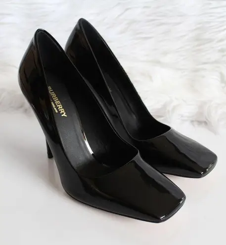 Burberry  D-ring Detail Black Patent Leather Square-Toe Pumps