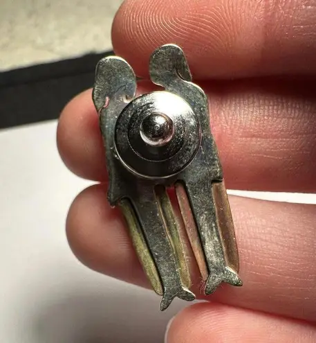 Two Sisters Mima & Oly with Hearts Brooch Pin Tri tone Metal