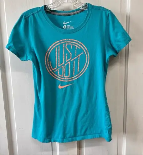 Nike  just do it slim fit turqoise peach t shirt small