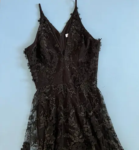 Dress the Population Sidney 3D Floral Lace Black Gown