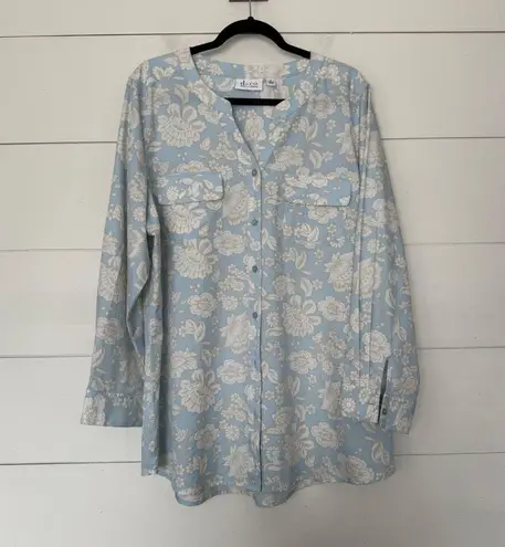 D&Co Women’s 1X Blue Cloud Blouse Top Plus Size