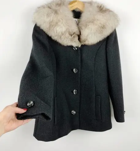Vintage 1950s Claire Dratch Bethesda Fox Fur Collar Virgin Wool Jacket Coat S