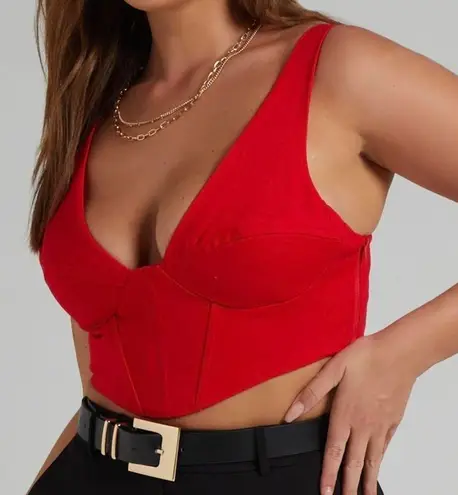 Showpo  Red Ohganda V Neck Corset Top