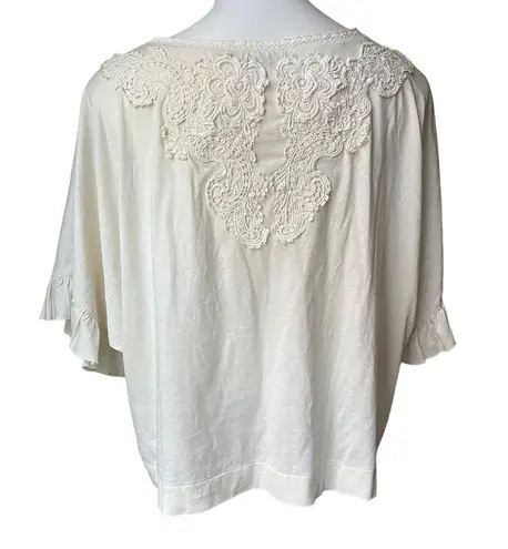 Polo Ralph Lauren Blue Label Ivory Laced Embroidery Dolman Sleeve Top, Sz L