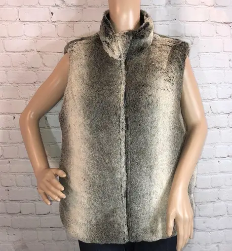 ZLC Collections Black Reversible Puffer Vest Faux Fur Large L