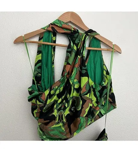 DUNDAS Gala Ruched One Shoulder Cutout Jersey dress Jungle Camo IT 46 US 10 Green