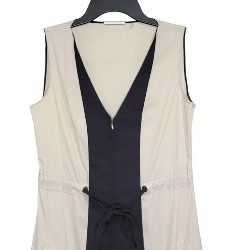 T Tahari Cream & Black Color block Sleeveless 3/4 Zip Dress Size 2 NWOT