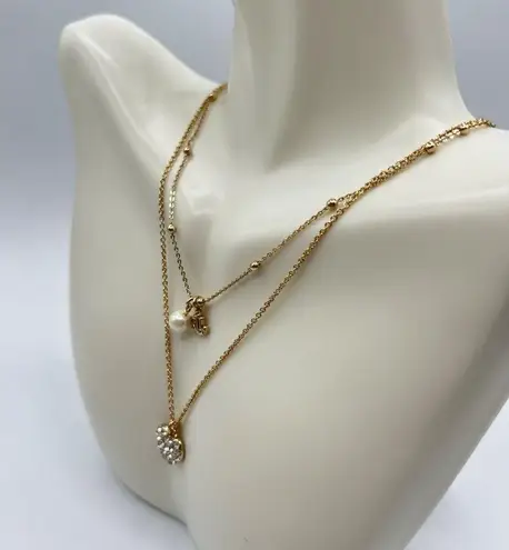 Ralph Lauren  Heart LRL Pearl 2 Row Necklace in Gold MSRP $58 NWT