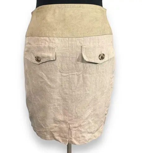 Margaret Godfrey Linen Suede Trim Vest Skirt Set Size 8