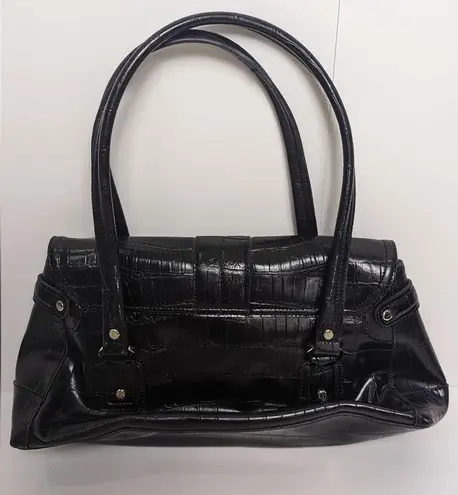 Liz Claiborne  Black Faux Leather Alligator Pattern Handbag Shoulder Purse