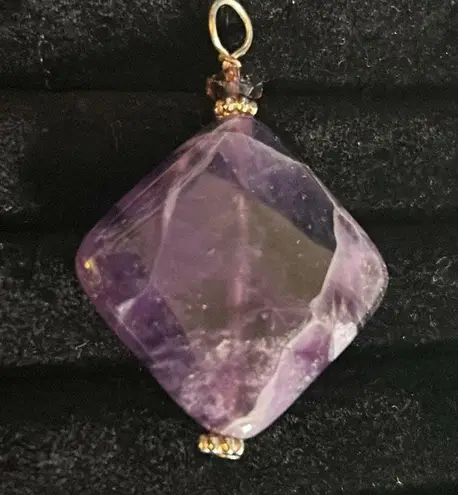 Crystal Gemstone 4 Piece Pendant Collection Amethyst Agate Goldstone Obsidian Purple