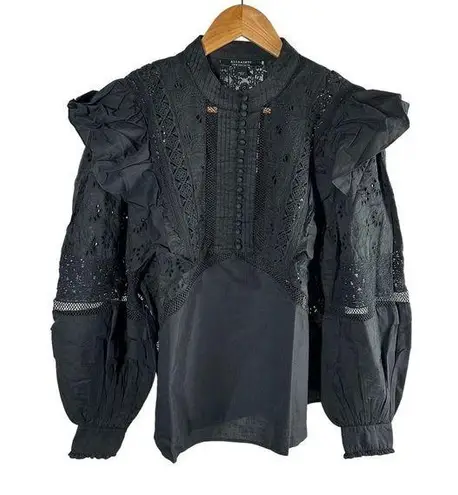 ALLSAINTS Prim Broderie Top in Black Size US 6