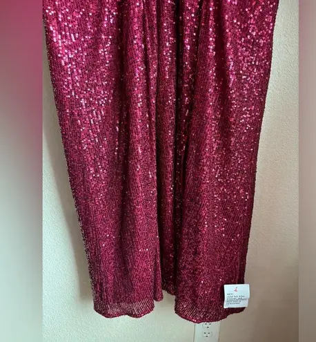 NWT ASOS Burgundy Red Sequin 3/4 Sleeve Wrap Midi Maxi Formal Cocktail D… Size undefined