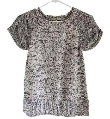 Halston Heritage T-shirt Knit Sweater Short Sleeve Blouse XS Women Grey Cotton