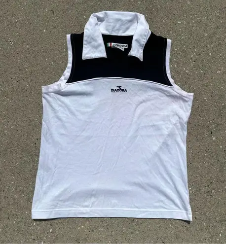 Diadora Black and White Sleeveless Polo Size M