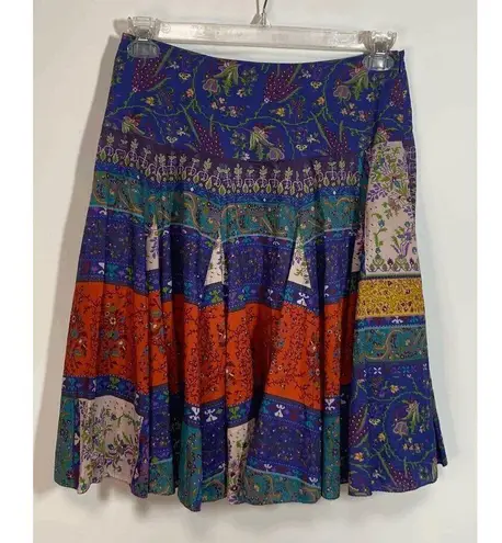 ETRO Milano Patch Quilt Skirt Blue Size 6