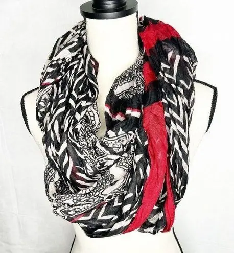 Big Buddha NWT  Red Black Tan Semi-Sheer Infinity Scarf New